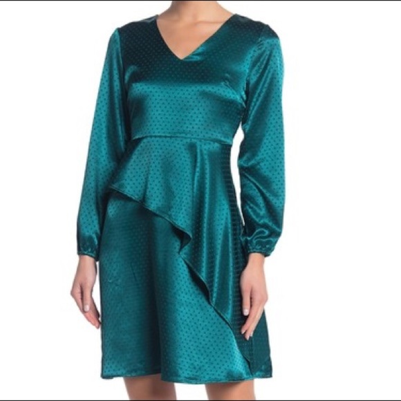 SPENSE NWT Teal Satin Polka-dot Dress 10 🤩 R2 - Picture 2 of 10